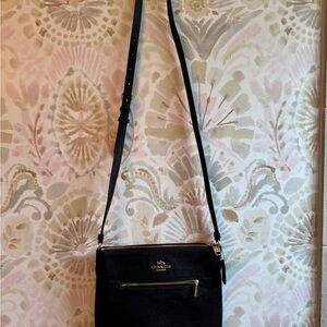 Coach Black Leather Crossbody Bag with Adjustable Strap
